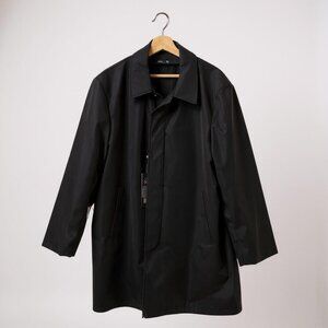 Mens Black Raincoat Size 44R With Quilted Lining By Perry Ellis Portfolio NWT